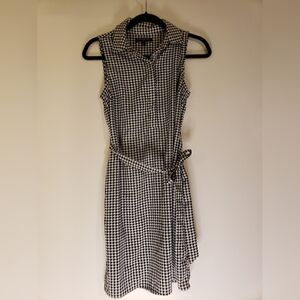 Banana Republic Sleeveless Tie Waist Shirtdress Size 0 Black White Elephant